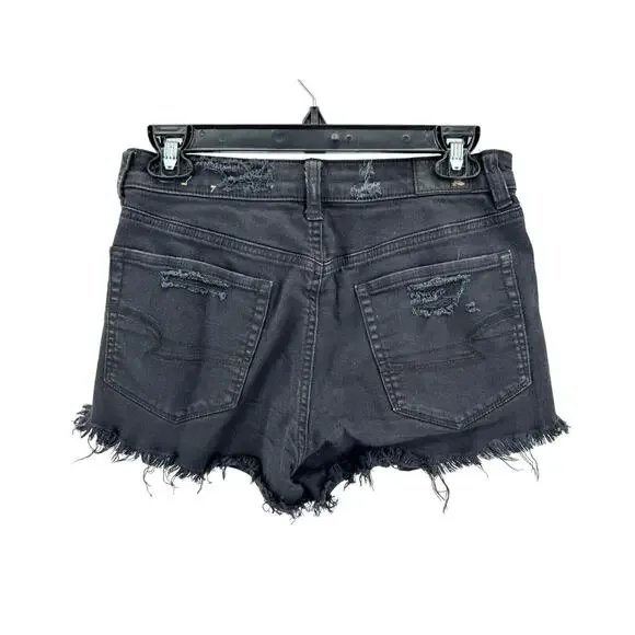 American Eagle Women's Black Wash Vintage Hi-Rise Festival Cut-Off Shorts Size 2 - Picture 2 of 5
